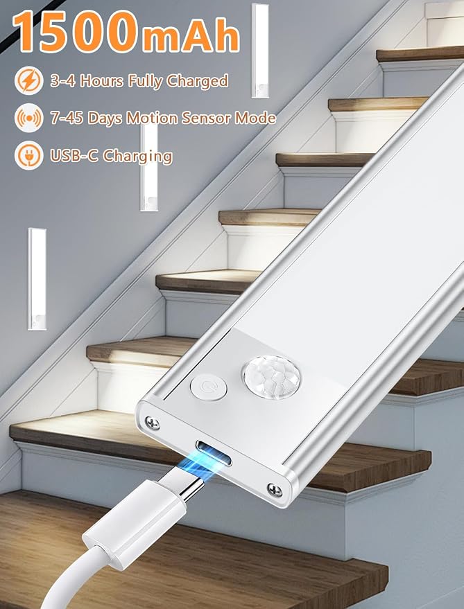Under Cabinet Motion Sensor Lighting: 8 Inch Dimmable Rechargeable Lights Indoor - Image 5