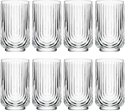 Glaver's Drinking Glasses Set of 8. 17oz Vintage Drinking Cups. Ripple Cocktail - Image 7
