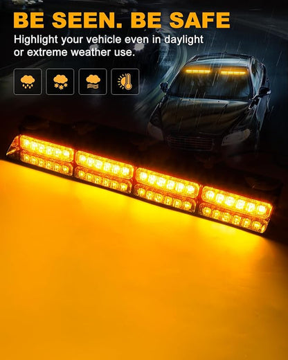 HLauto 6Z4J Emergency Dash Strobe Lights: 2x16.8 inch Amber Safety Lights - Image 3