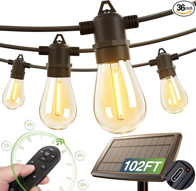 addlon 102FT Solar String Lights Outdoor Waterproof by addlon