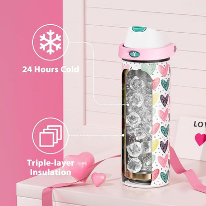 24 oz Valentine's Day Water Bottle: Meoky Stainless Steel Water Bottle - Image 3