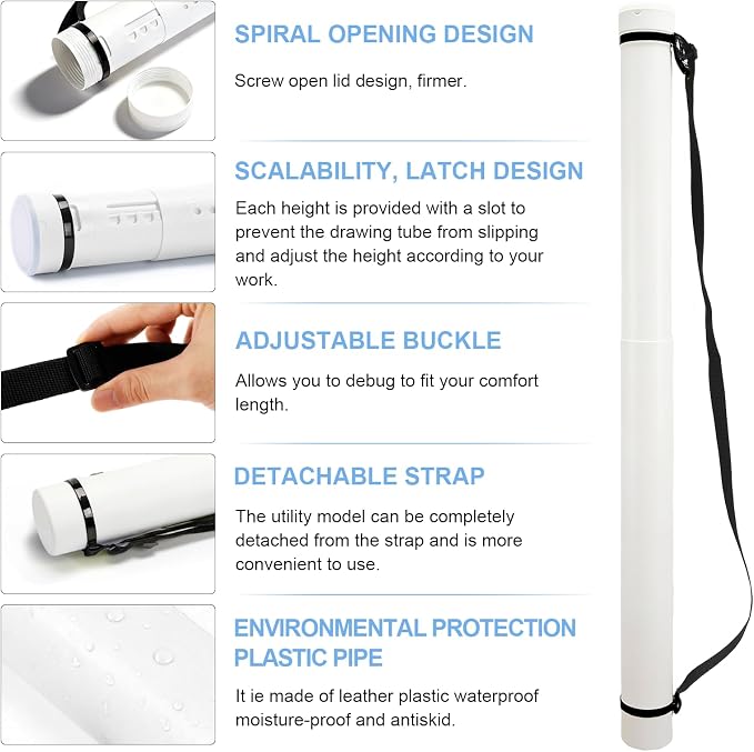 DEWEL Poster Tube, Waterproof Poster Holder Plastic Expandable - Image 3