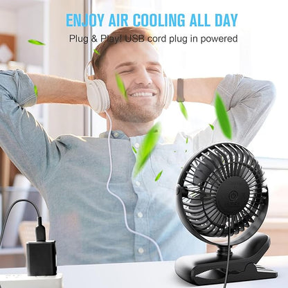 BESKAR Small Clip on Fan, 3 Speeds USB Fans - Image 7