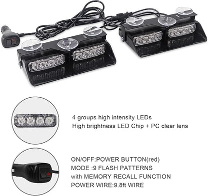 XRIDONSEN 2 in 1 Emergency Dash Strobe Lights Purple White Interior Front/Rear - Image 5
