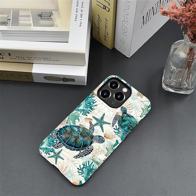for iPhone 15 Pro Case, HH2 Ocean Sea Turtle Nautical Map Hybrid 2 Layer Hard - Image 5