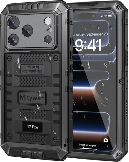 Mitywah Waterproof Case for iPhone 17 Pro, Rugged Metal Case by Mitywah
