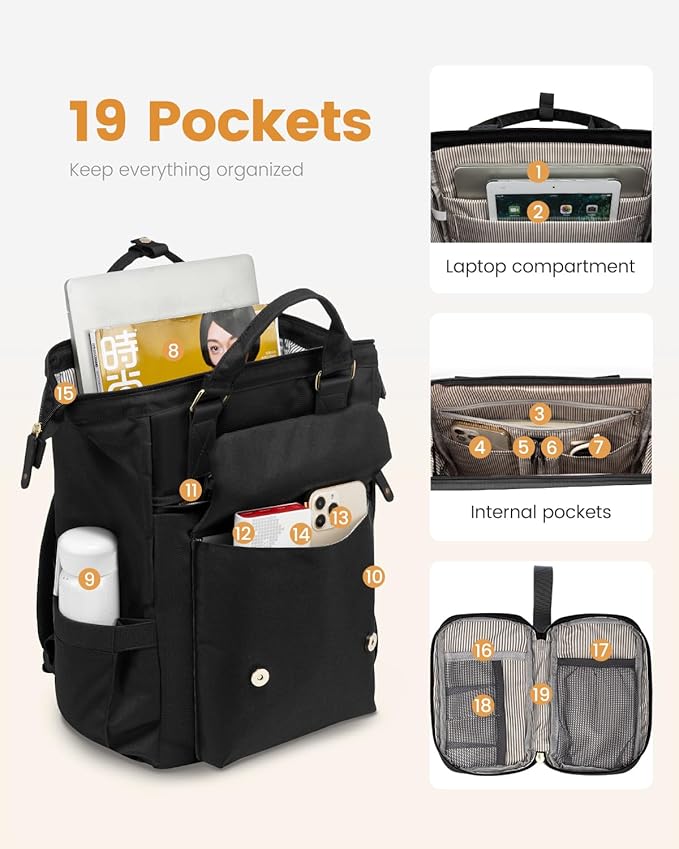 LOVEVOOK Laptop Backpack for Women, College School Backpack Student Bookbag - Image 3