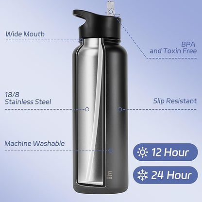 HASLE OUTFITTERS 40oz Stainless Steel Water Bottle, Vacuum Insulated Double - Image 2