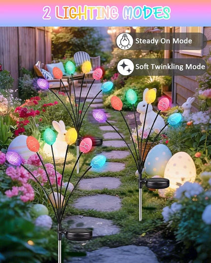 Upgraded 4 Pack Solar Easter Egg Lights Outdoor, Colorful Swaying Firefly Lights - Image 6