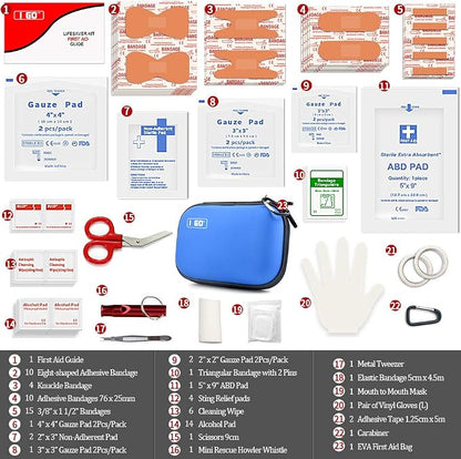 I GO 85 Pieces Hard Shell Mini Compact First Aid Kit, Small Personal Emergency - Image 4