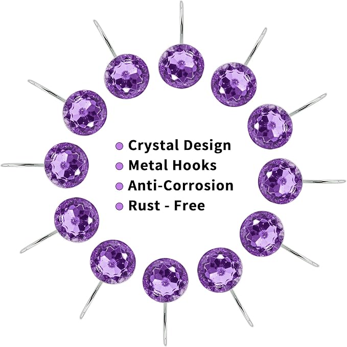 MitoVilla Purple Shower Curtain Hooks Rings, Metal Shower Hooks - Image 4