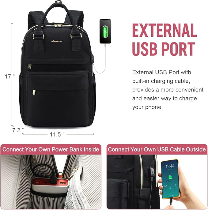 LOVEVOOK Laptop Backpack for Women 15.6 Inch Laptop Bag - Image 5
