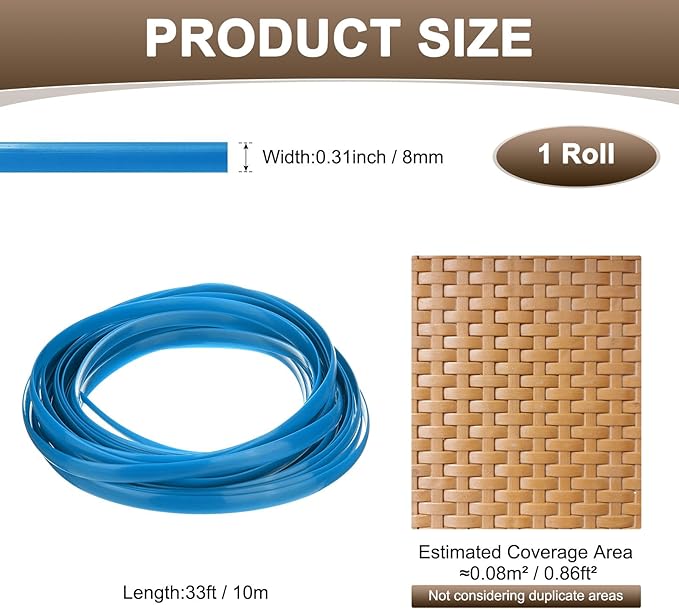M METERXITY 1-Pack Wicker Repair Kit, 8mm x 33ft/10m Plastic Flat Rattan - Image 3