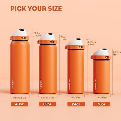 POWCAN 18 oz Steel Insulated Water Bottle: 2-in-1 Push-Button Spout & - Image 8