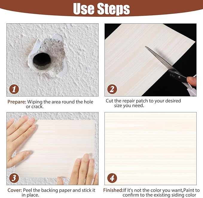 Mudder Vinyl Siding Repair Kit 6 x 8 Inch Vinyl Siding Patch Self Adhesive PVC - Image 5