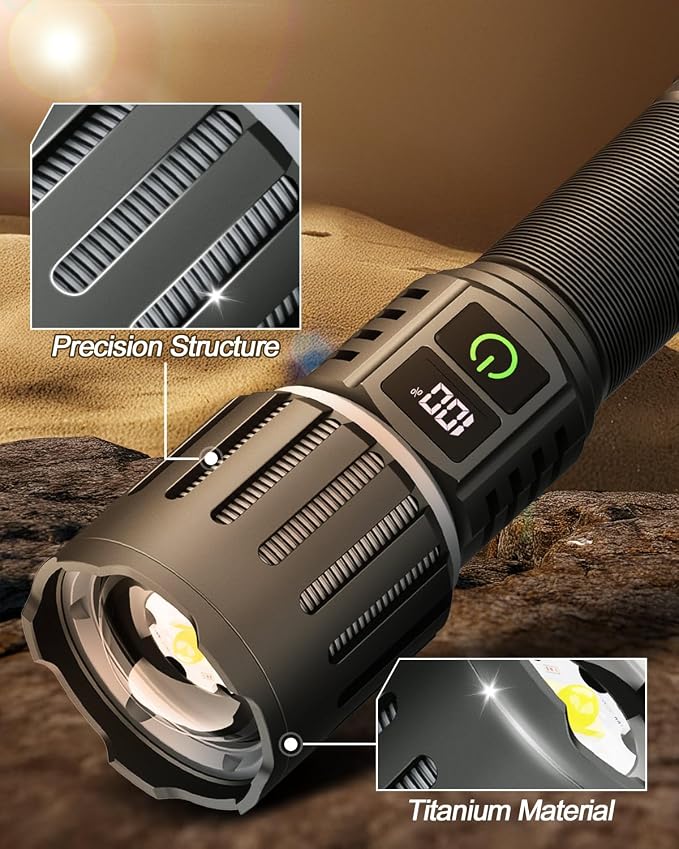 Victoper Rechargeable Flashlight, Titanium 5 Modes Zoomable Flash Light - Image 8