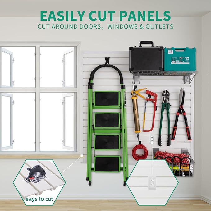 FRAYSCENT Slat Wall Paneling Garage Slat Wall Storage Systems Slatwall Panels - Image 6