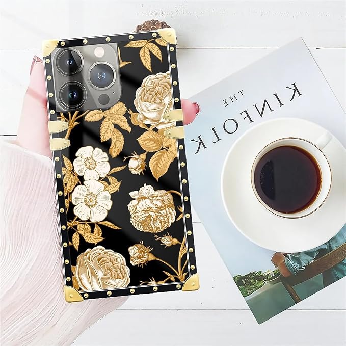 Compatible with iPhone 15 Pro Max Case, Blooming Rose Golden Flower Luxury - Image 7