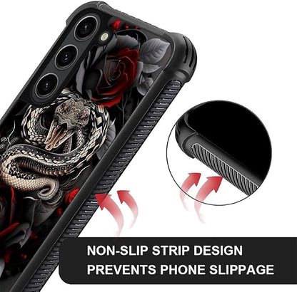 for Samsung Galaxy S23 Case, Entwined Rose Snake Pattern Graphic Design Girl - Image 4