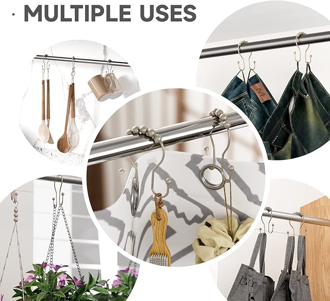 Bathway Shower Curtain Hooks Rust Proof Shower Curtain Rings, Smooth Glide - Image 4