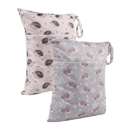ALVABABY 2pcs Cloth Diaper Wet Dry Bags Waterproof Reusable - Image 2