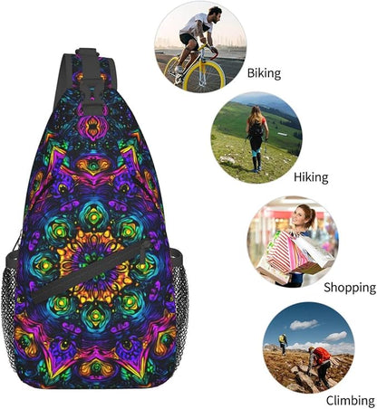Psychadelic Trippy Art Sling Bag Crossbody Travel Hiking Chest Backpack - Image 6