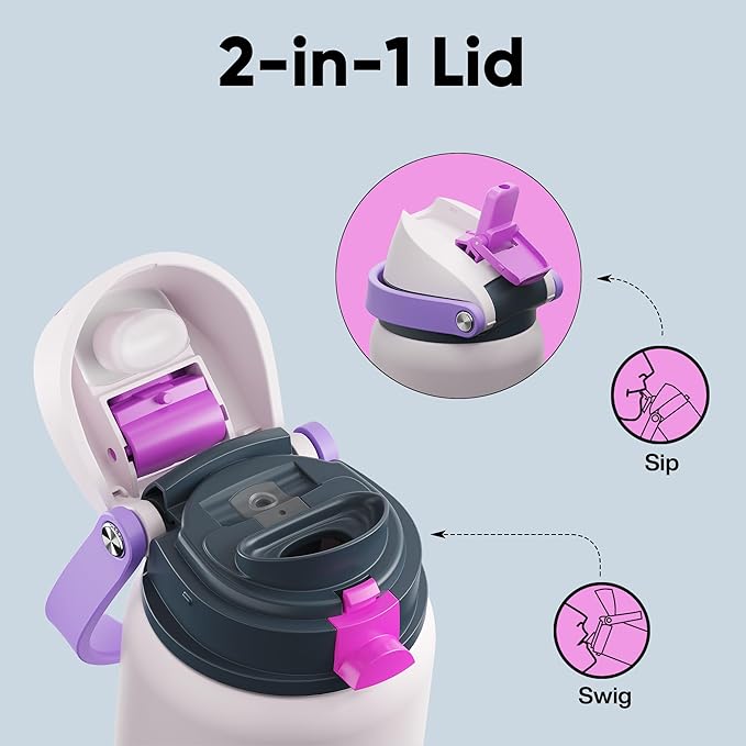 Insulated Water Bottle with Straw - Image 3