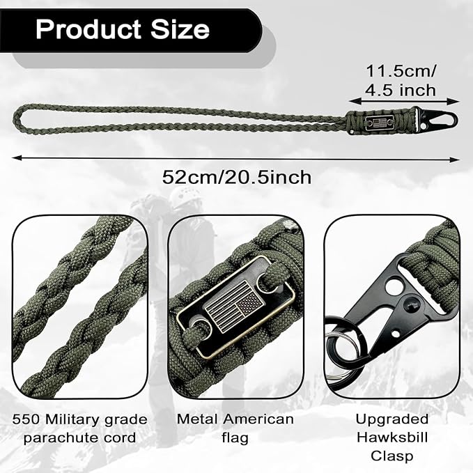 DDOUT Heavy Duty Paracord Lanyard 550 Paracord Braided Keychain - Image 4