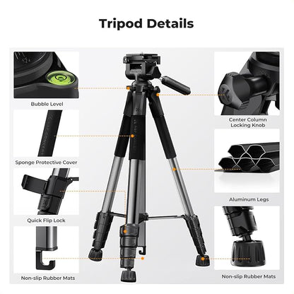 K&F CONCEPT Camera Tripod, Cellphone Clip - Image 9