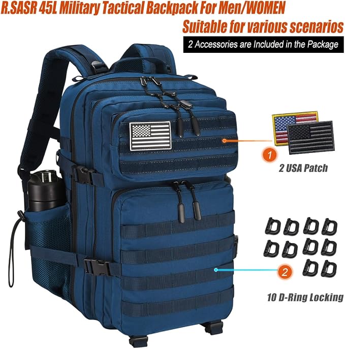 45L Tactical Backpack for Men Women, Military Assault Pack - Image 2