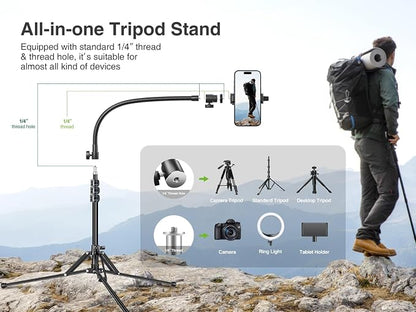 elitehood 6.8 Feet Tall Phone Stand Tripod, Aluminum iPhone Tripod, Adjustable - Image 6
