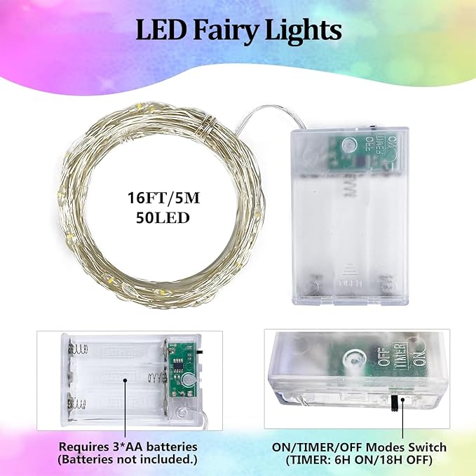 4-Pack 50 LED Fairy Lights Battery Operated - Image 6