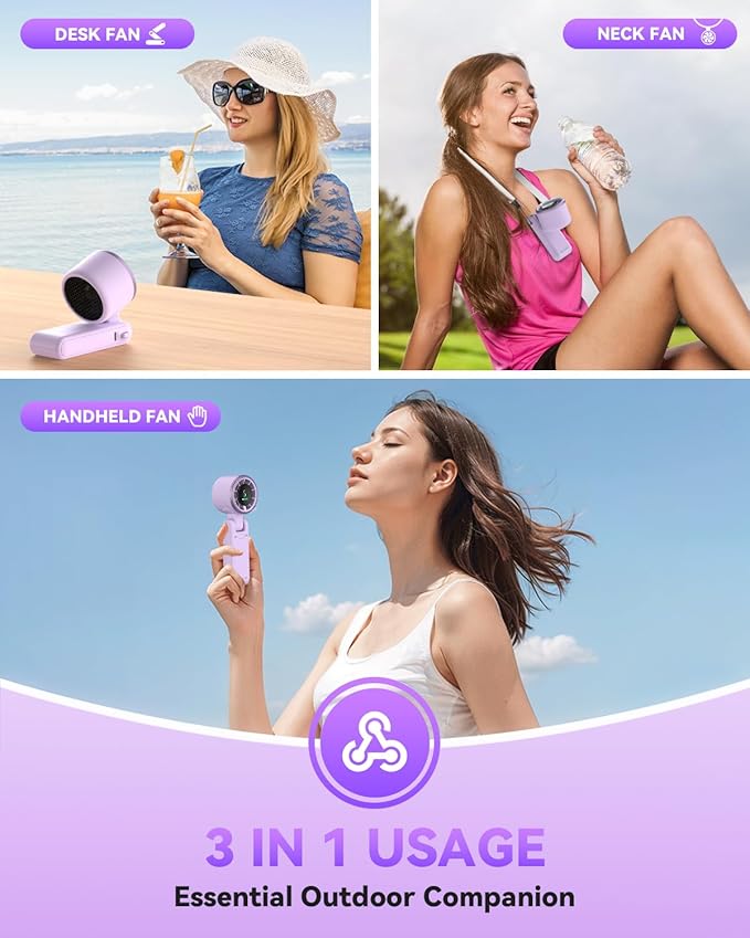 PlayHot Portable Handheld Turbo Fan, 5-Speed Personal Fans, 5000mAh - Image 3