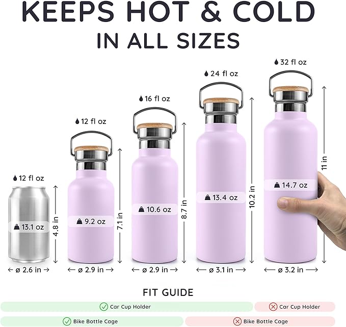Bambaw Metal Water Bottle 24 oz, Insulated Stainless Steel Water Bottle - Image 5
