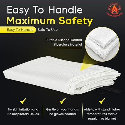 Emergency Fire Blanket For Home And Kitchen, Safe Touch Silicone Coated - Image 5