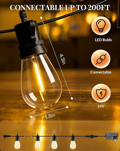 Outdoor String Lights LED Patio-Light - 65Ft Outside Waterproof Dimmable Porch - Image 5