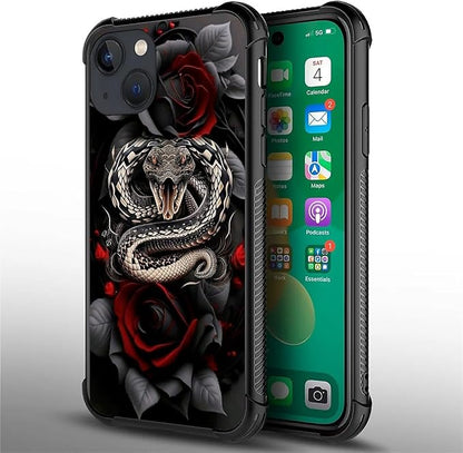 for iPhone 14 Plus Case, Entwined Rose Snake Pattern Graphic Design Girl Boy - Image 3