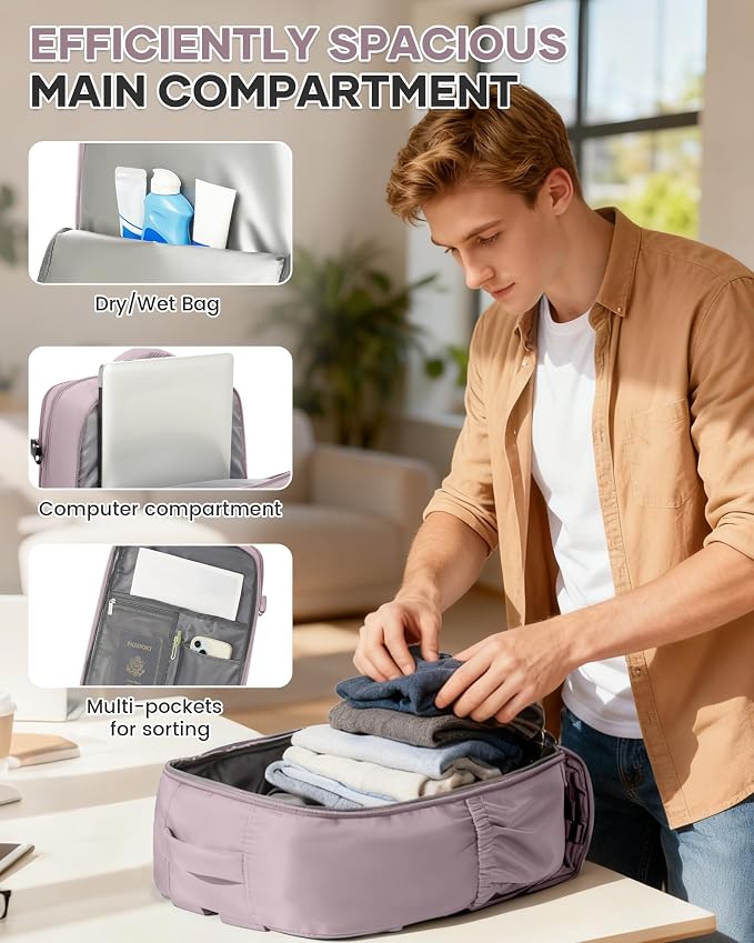 WONHOX Large Travel Backpack Carry on Flight Approved Laptop Work Business - Image 6