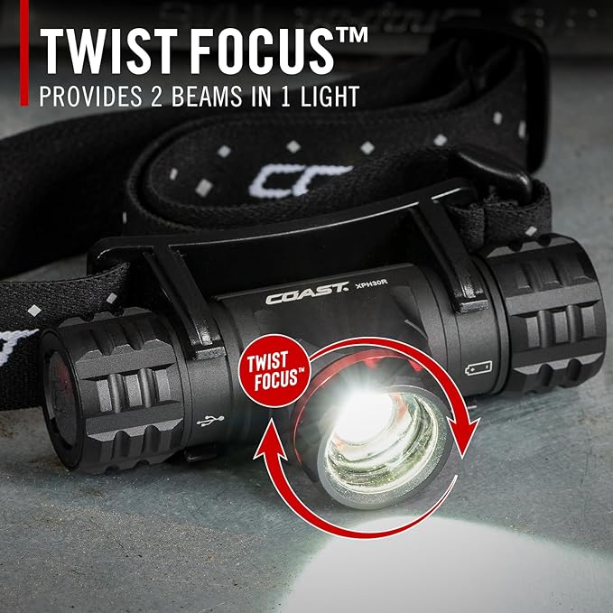 Coast XPH30R 1200 Lumen USB-C Rechargeable Dual Power Headlamp - Image 7