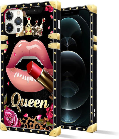 Compatible with iPhone 11 Pro Max Case, Glitter Red Rose Queen Leopard Lipstick - Image 2