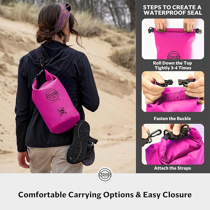 STOVER 5/10/25/30/40/55L Waterproof Dry Bag- Roll-Top Backpack w/Phone Case- - Image 5