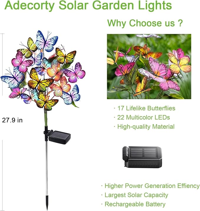 Adecorty Solar Garden Lights Outdoor Waterproof Decorative Solar Lights Outdoor - Image 5