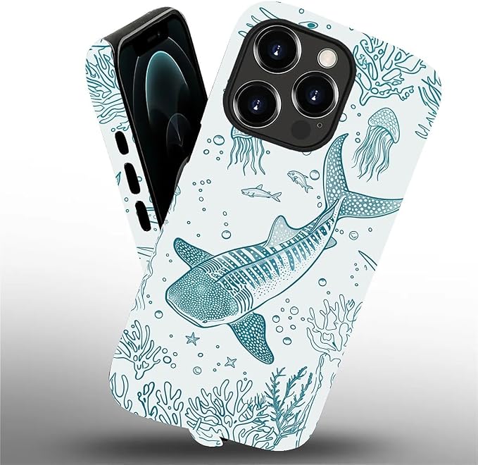 for iPhone 12 Pro Max Case, HH2 Ocean Whale Shark Hybrid 2 Layer Hard Shell - Image 2