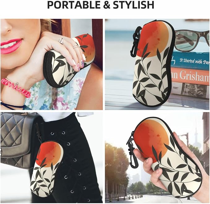 Watercolor Orca Whale Glasses Case Neoprene Portable Zipper Eyeglass Bag - Image 8