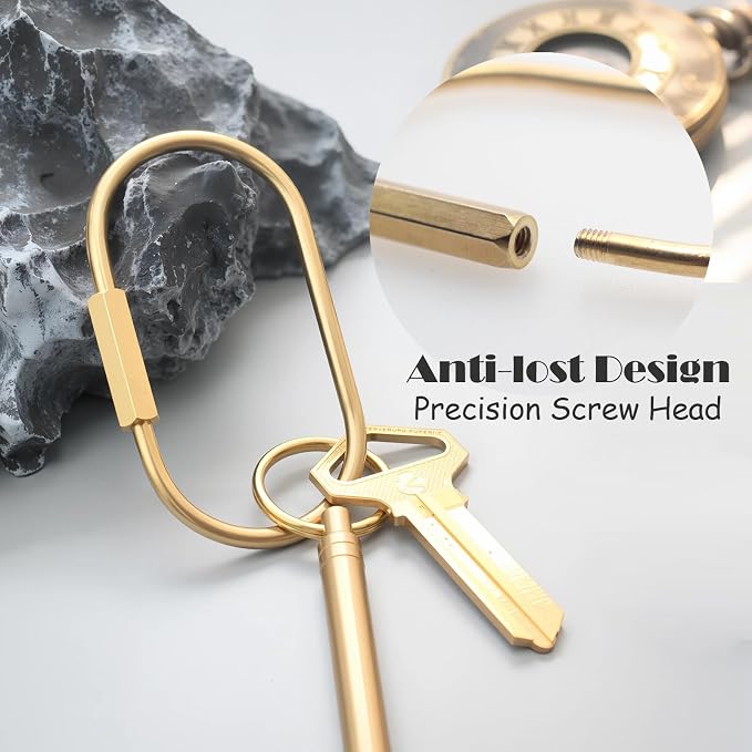 CMVFYL 10 Pcs Gold Brass Key Rings, Small Locking Carabiner Clip Keychain - Image 3