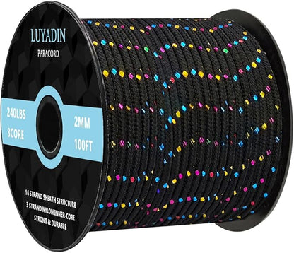 Paracord 240lb - Diameter 2mm Micro Utility Cord -3 Strand Parachute Spool Cord by LUYADIN