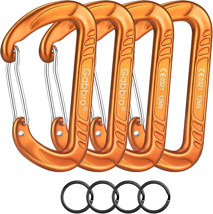 Gabbro Carabiner Clips Heavy Duty 12kN, Wiregate Aluminum Lightweight Caribeener by Gabbro