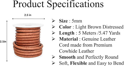 GENIQUE Real/Genuine Round Leather String Cord - Image 2