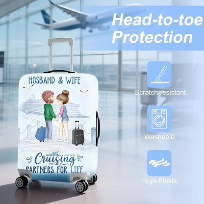Valentine'S Day Couple Travel Luggage Cover -Stretchable Airplane Suitcase - Image 3