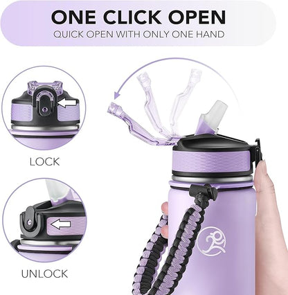 GOSWAG Insulated Sports Water Bottle, 24oz 2 Lids, Stainless Steel Water Bottles - Image 5